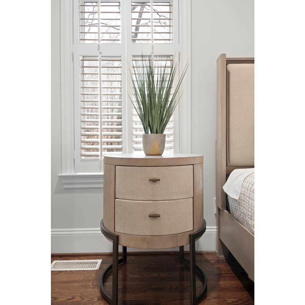 Rio Vista - Woven 2 Drawer Round Accent Nightstand - Muted Earth Tones and Clay. Picture 8