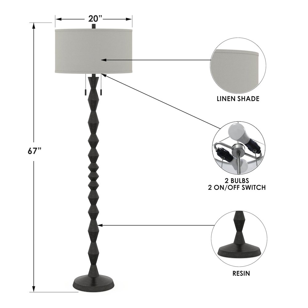 Zenith - 66" Floor Lamp - Black Finish. Picture 4