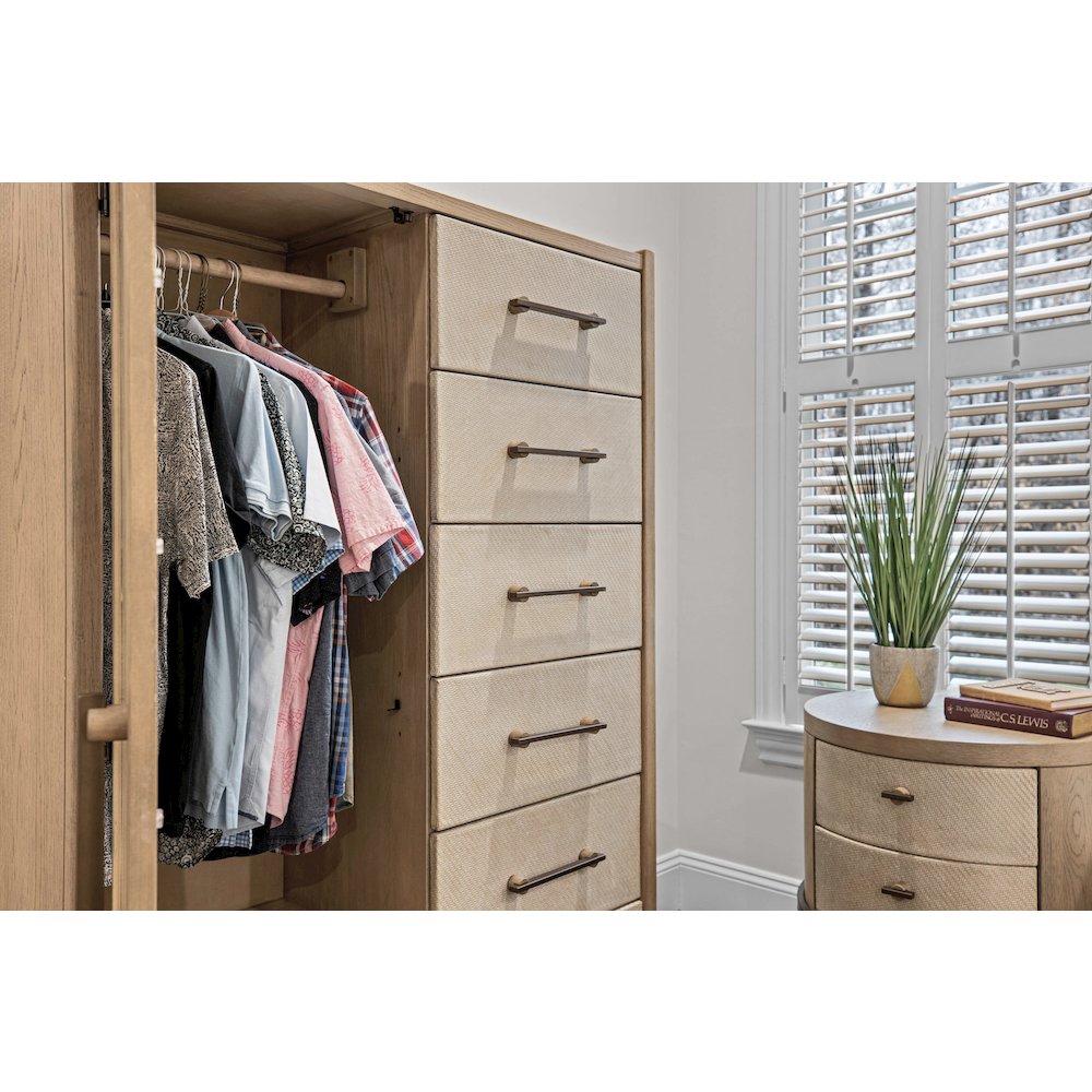 Rio Vista - Woven Mirrored Door Chest - Muted Earth Tones and Clay Finish. Picture 10
