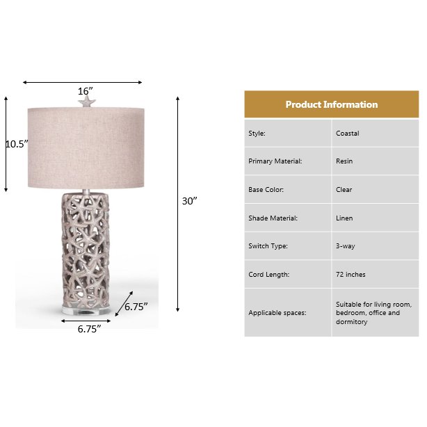 Darla - 30" Poly Star Table Lamp - Set of 2 - Beige Finish. Picture 5