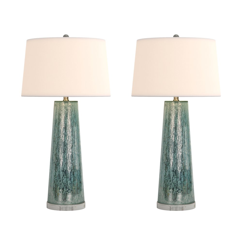 Emerald Rain - 32" Abstract Green Toned Table Lamp - Set of 2 - Green Finish. Picture 5