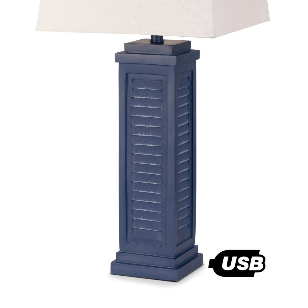 Shutter - 32" Table Lamp with USB - Set of 2 - Navy Finish. Picture 3