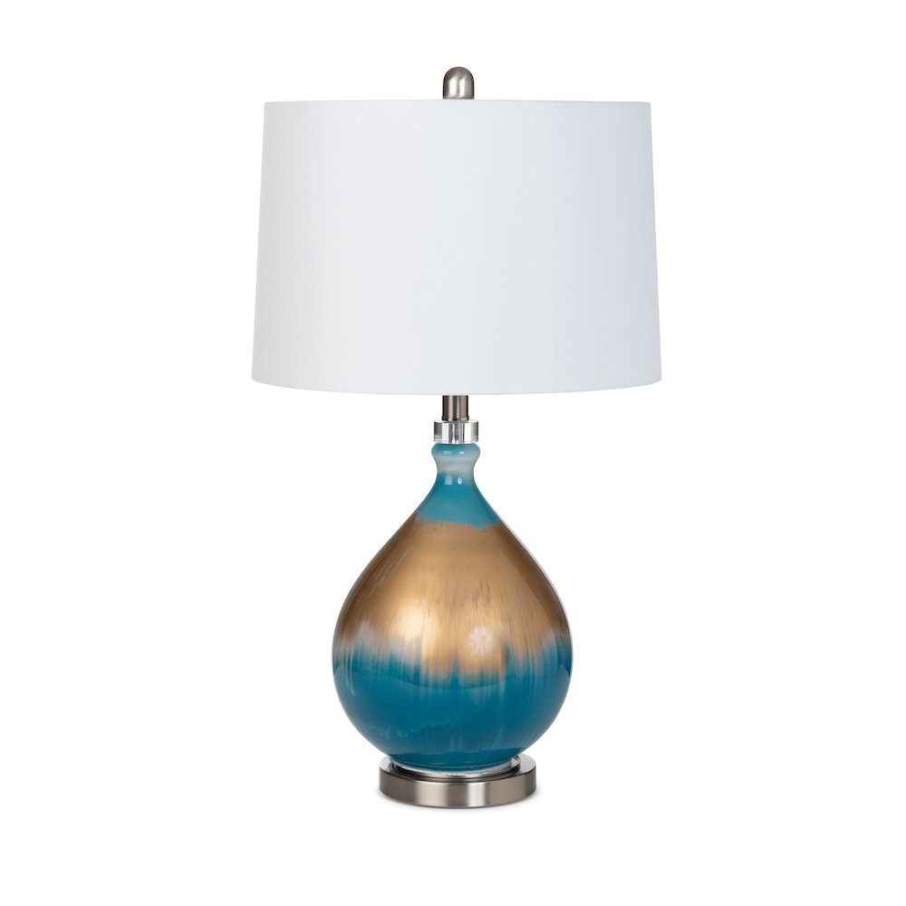 Jasmine 27" Gold/Blue Glass Table Lamp, (Set of 2). Picture 6