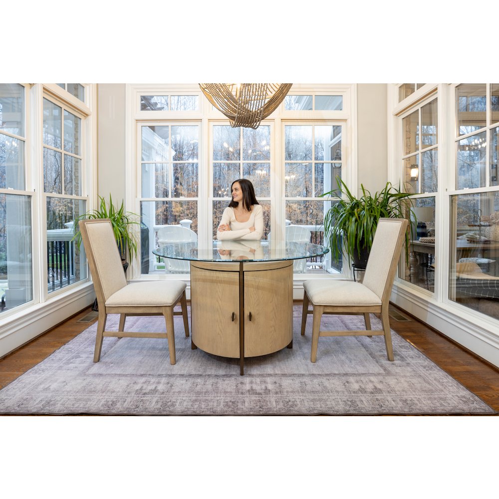 Rio Vista - 54" Round Dining Table with Storage - Muted Earth Tones and Clay. Picture 4