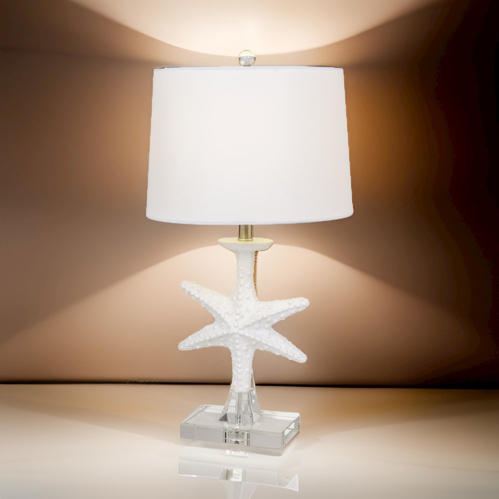 Patrick 28" White Starfish / Crystal Base, (Set of 2). Picture 2