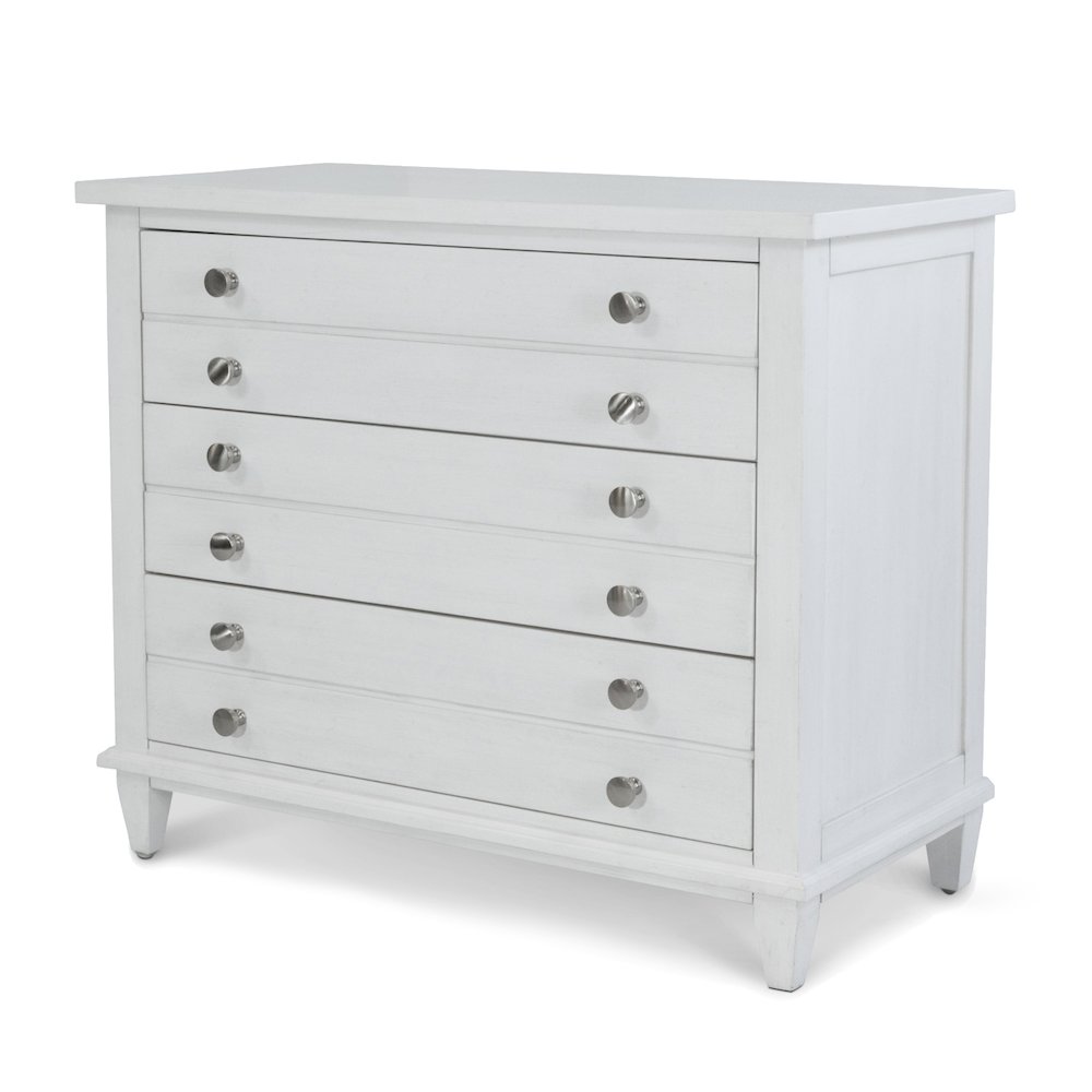 Point Breeze - 3 Drawer Bachelor's Chest - Fresh White with Soft Grey Glaze. Picture 1
