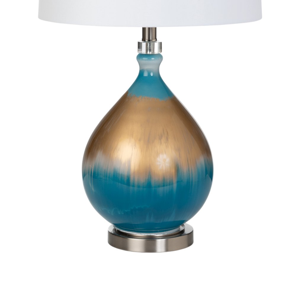 Jasmine 27" Gold/Blue Glass Table Lamp, (Set of 2). Picture 4