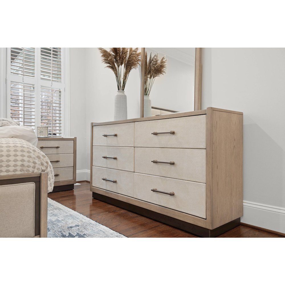 Rio Vista - Woven 6 Drawer Dresser - Muted Earth Tones and Clay Finish. Picture 7