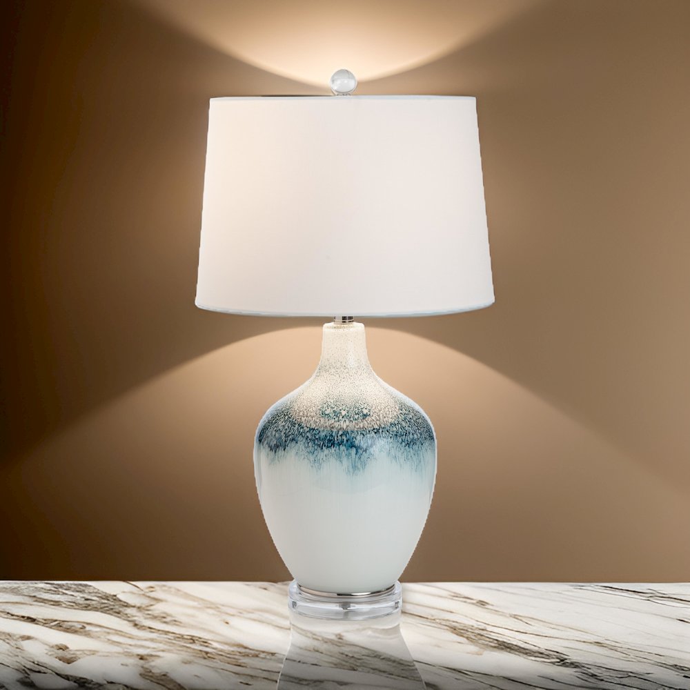 Coast - 28.5" Blue and White Glass Table Lamp - Set of 2 - Blue, White Finish. Picture 2