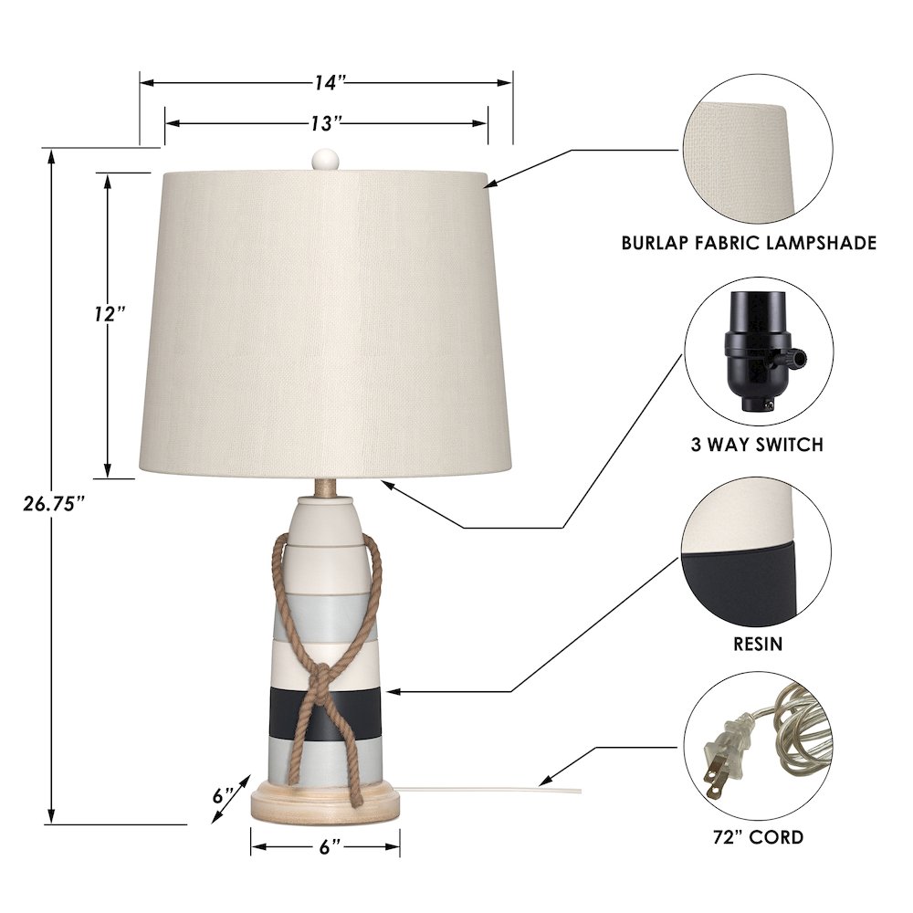 Buoy 27" Poly Coastal Table Lamp, Tri-color, (Set of 2). Picture 7