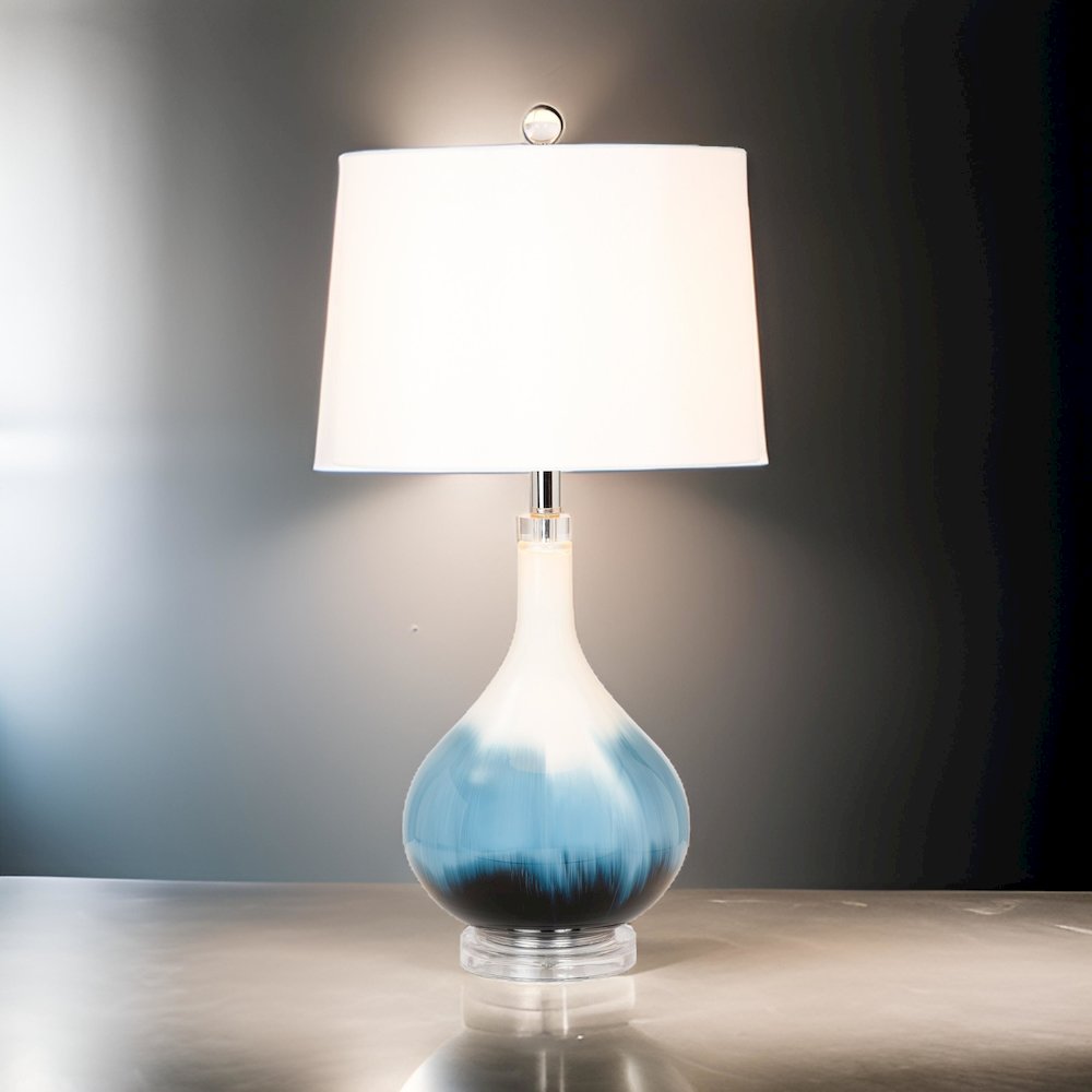 Ombre 28" Blue Tone Glass Table Lamp, (Set of 2). Picture 3