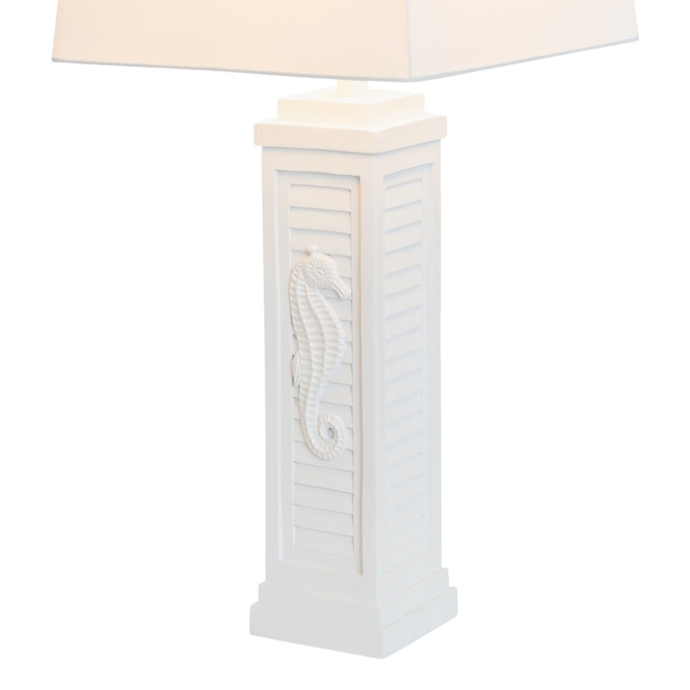 Sea Horse Shutter - 32" Shutter Lamp with USB - Set of 2 - White Finish. Picture 5