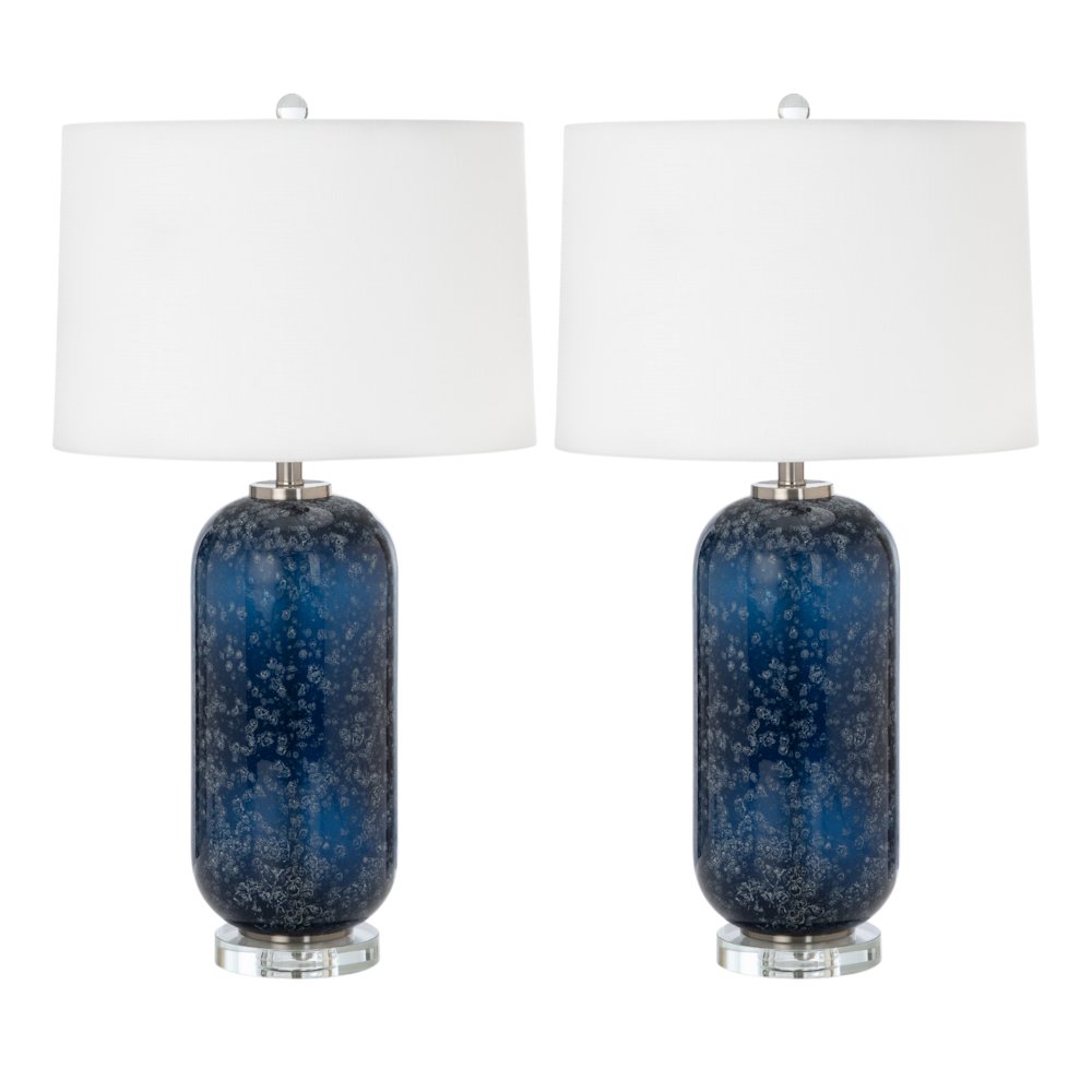 Tootsie 30" Blue Glass Table Lamp w/ Crystal Base, (Set of 2). Picture 3