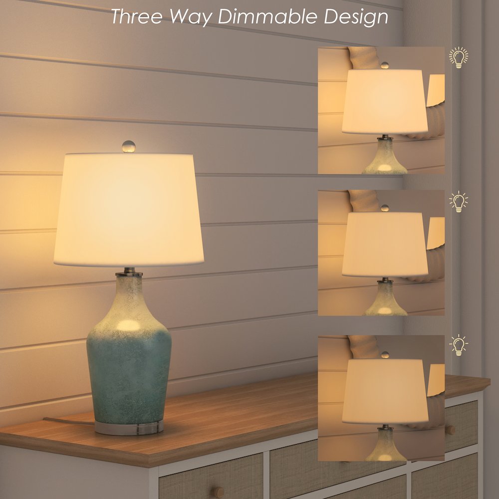 Mist - 25" Glass Table Lamp - Set of 2 - Aqua Finish. Picture 2