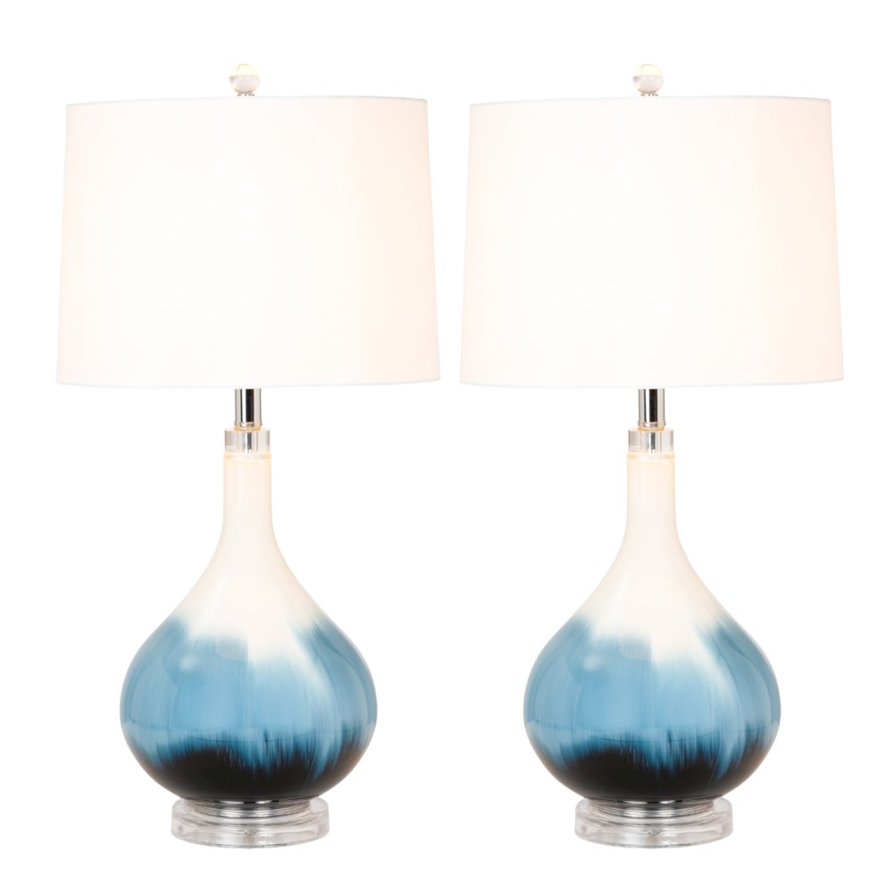 Ombre 28" Blue Tone Glass Table Lamp, (Set of 2). Picture 5