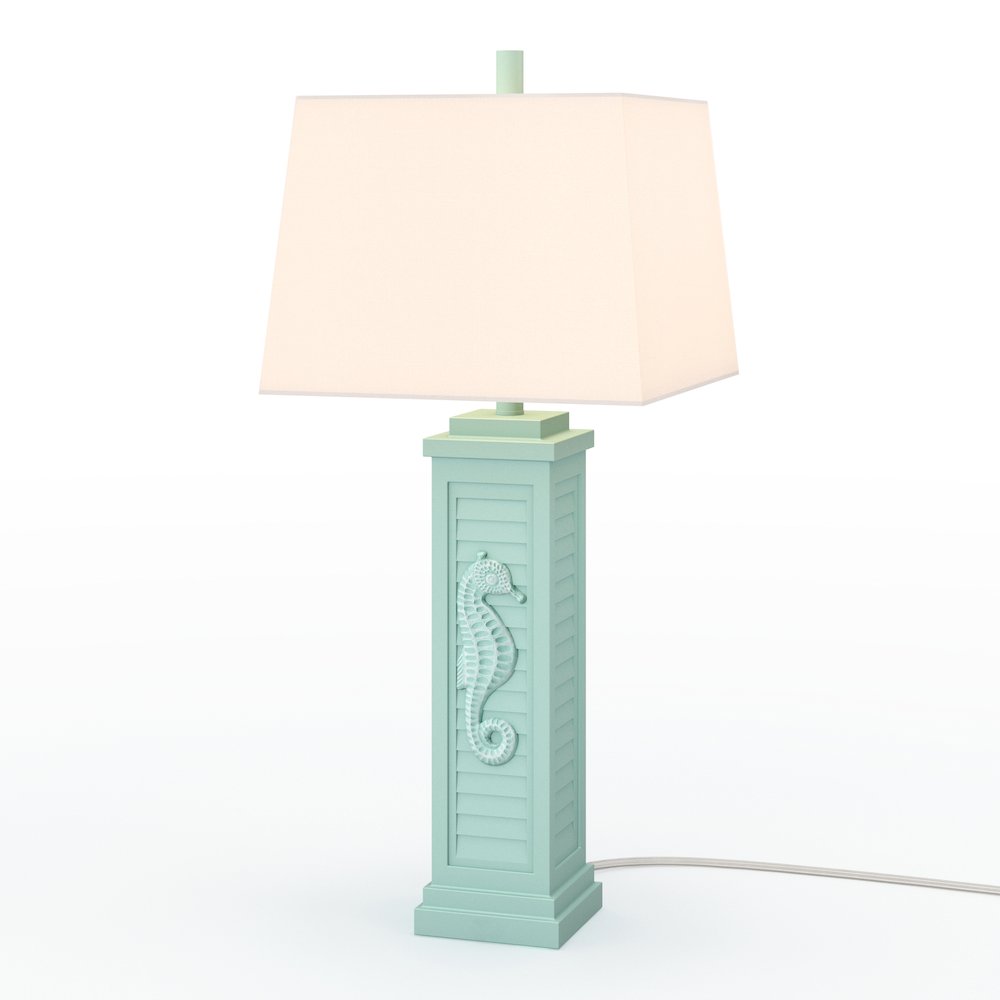 Sea Horse Shutter - 32" Shutter Lamp with USB - Set of 2 - Teal Finish. Picture 6