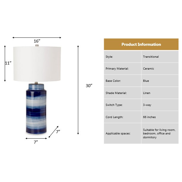 Felicity 30" Navy Ceramic Table Lamp, (Set of 2). Picture 6