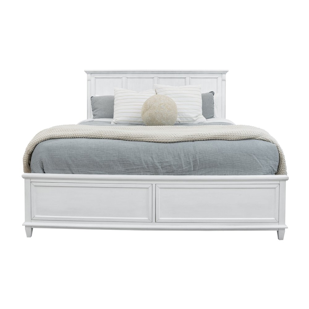 Point Breeze - Bed - King - Fresh White with Soft Grey Glaze Finish. Picture 1