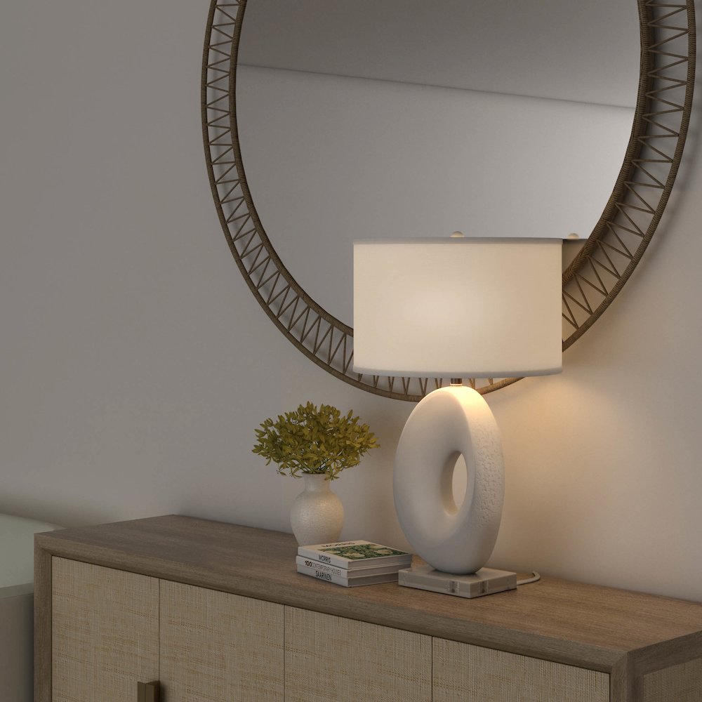 Eva - 30" Resin Table Lamp with Organic Shape and White Finish - White Finish. Picture 5