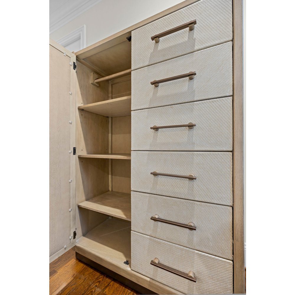 Rio Vista - Woven Mirrored Door Chest - Muted Earth Tones and Clay Finish. Picture 8