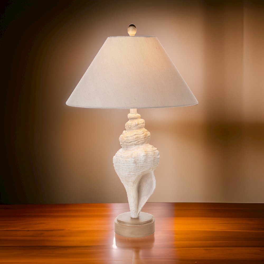 Conch - 30" Seashell Coastal Table Lamp - Set of 2 - Natural. Picture 2