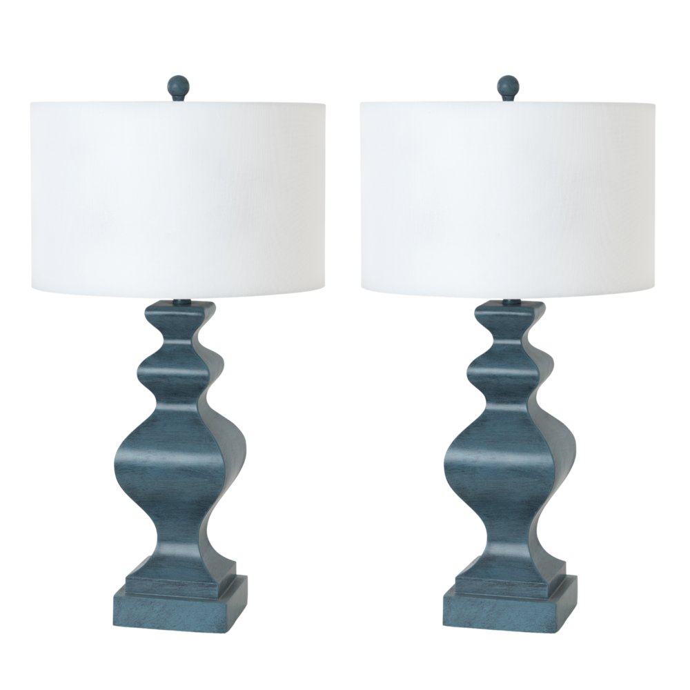 Cyrus 32" Blue Polyresin Table lamp, (Set of 2). Picture 1
