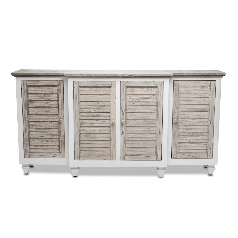 Islamorada - 4-Door Credenza - Dapple Grey and Blanc Finish. Picture 3
