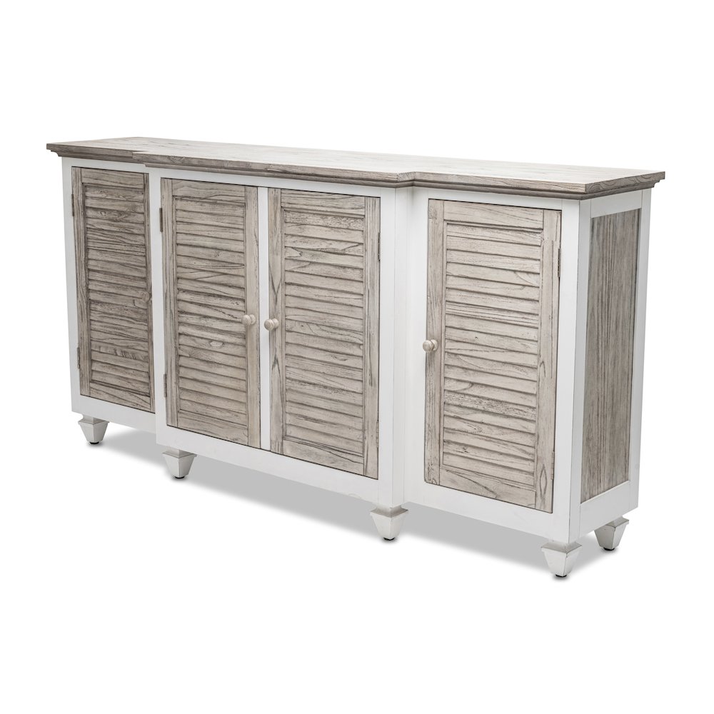 Islamorada - 4-Door Credenza - Dapple Grey and Blanc Finish. Picture 1