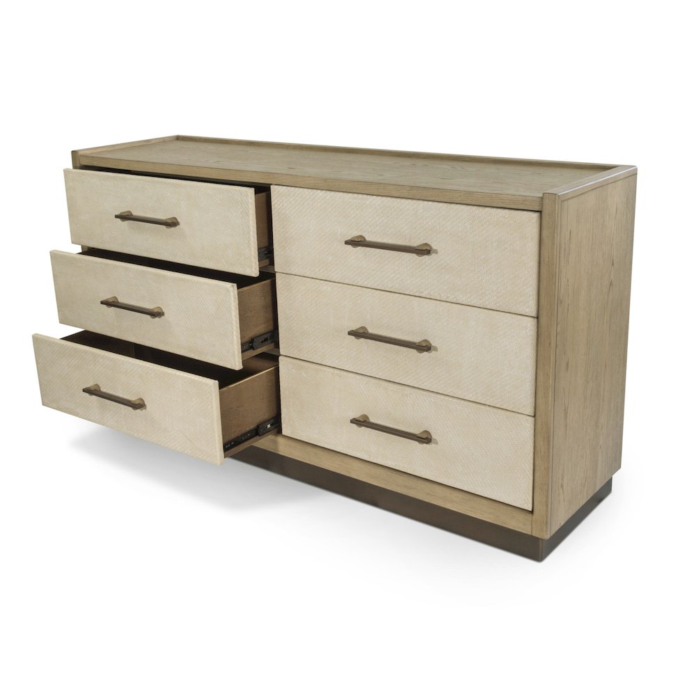Rio Vista - Woven 6 Drawer Dresser - Muted Earth Tones and Clay Finish. Picture 2