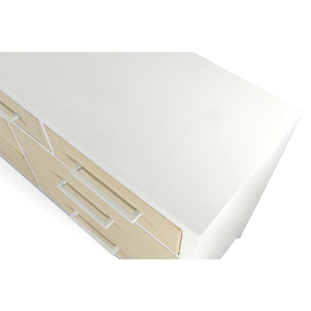 Miramar - 7 Drawer Woven Dresser - Sand and Stark White Finish. Picture 5