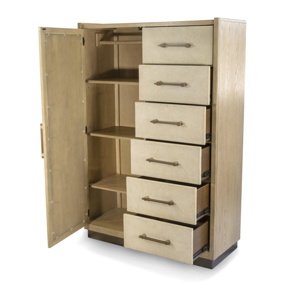Rio Vista - Woven Mirrored Door Chest - Muted Earth Tones and Clay Finish. Picture 3