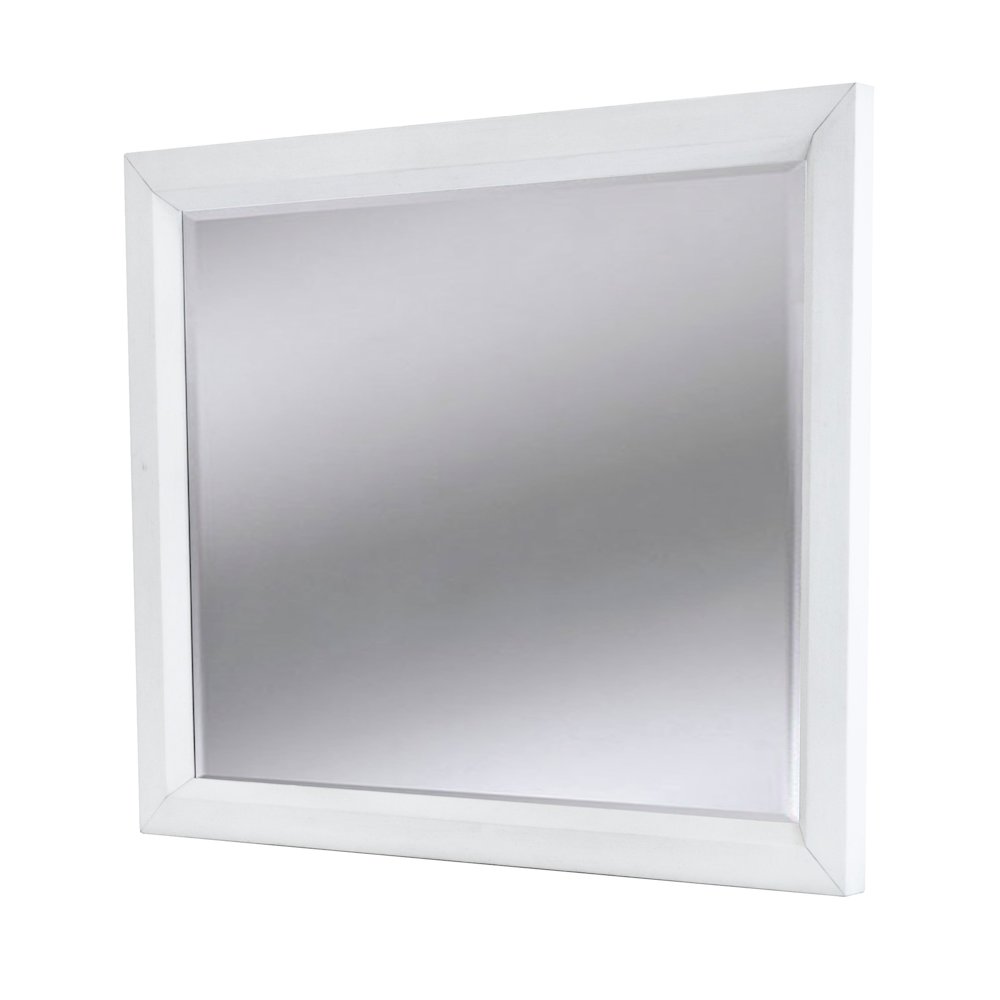Point Breeze Mirror Fresh White Finish with Soft Grey Glaze. Picture 1
