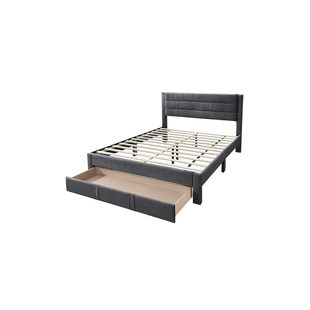Queen Platform Bed with Underbed Storage in Charcoal. Picture 1