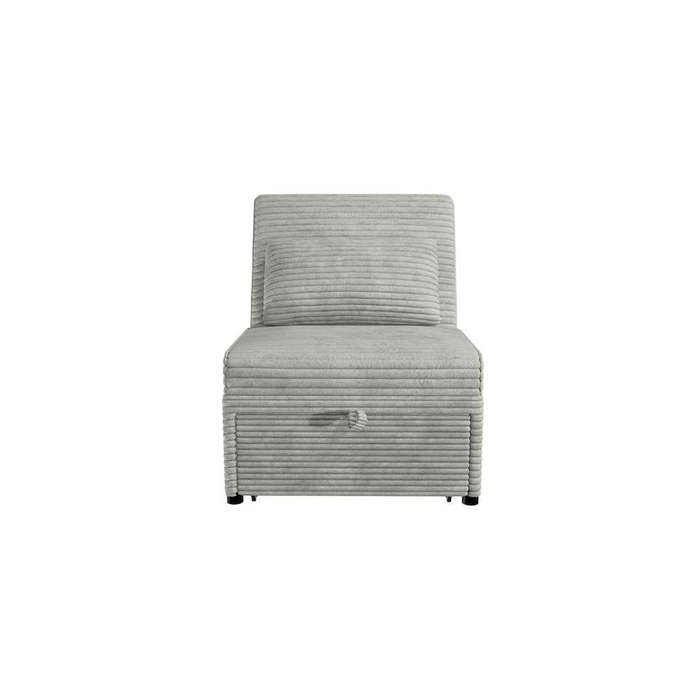 Upholstered Wide Welt Corduroy Convertible Chair in Ash. Picture 1