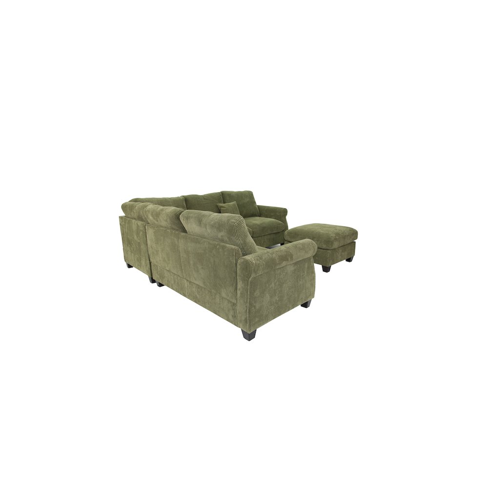 Upholstered Corduroy 4-Piece Sectional in Dark Sage. Picture 3