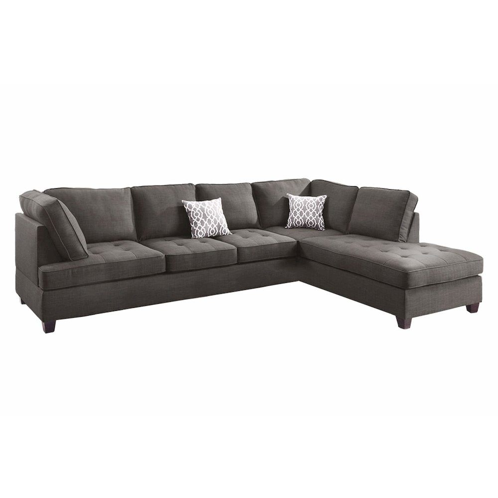 Poundex 2 Piece Fabric Sectional Set in Ash Black, 117" W x 86" D x 37" H, Package Weight 106. Picture 1