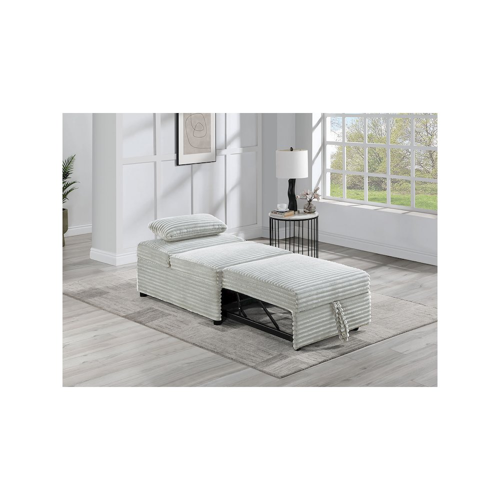 Upholstered Wide Welt Corduroy Convertible Chair in Ash. Picture 5