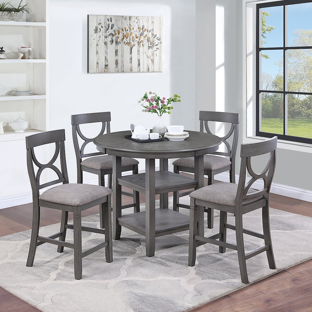 5-Pcs Counter Height Dining Set Gray. Picture 2