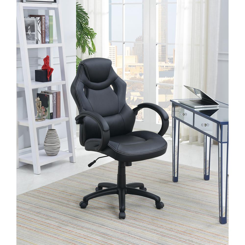 Furniture Faux Leather Office Chair in Black and Gray. Picture 1