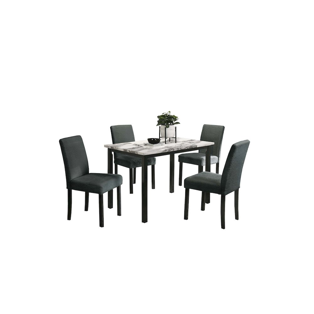 Wool Upholstered 5-Pcs Dining Set Charcoal. Picture 2