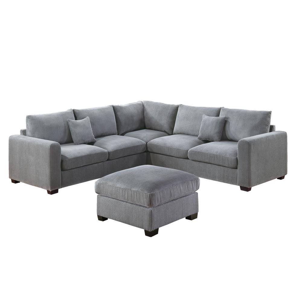 4-piece Sectional Set with Ottoman in Fog. Picture 2