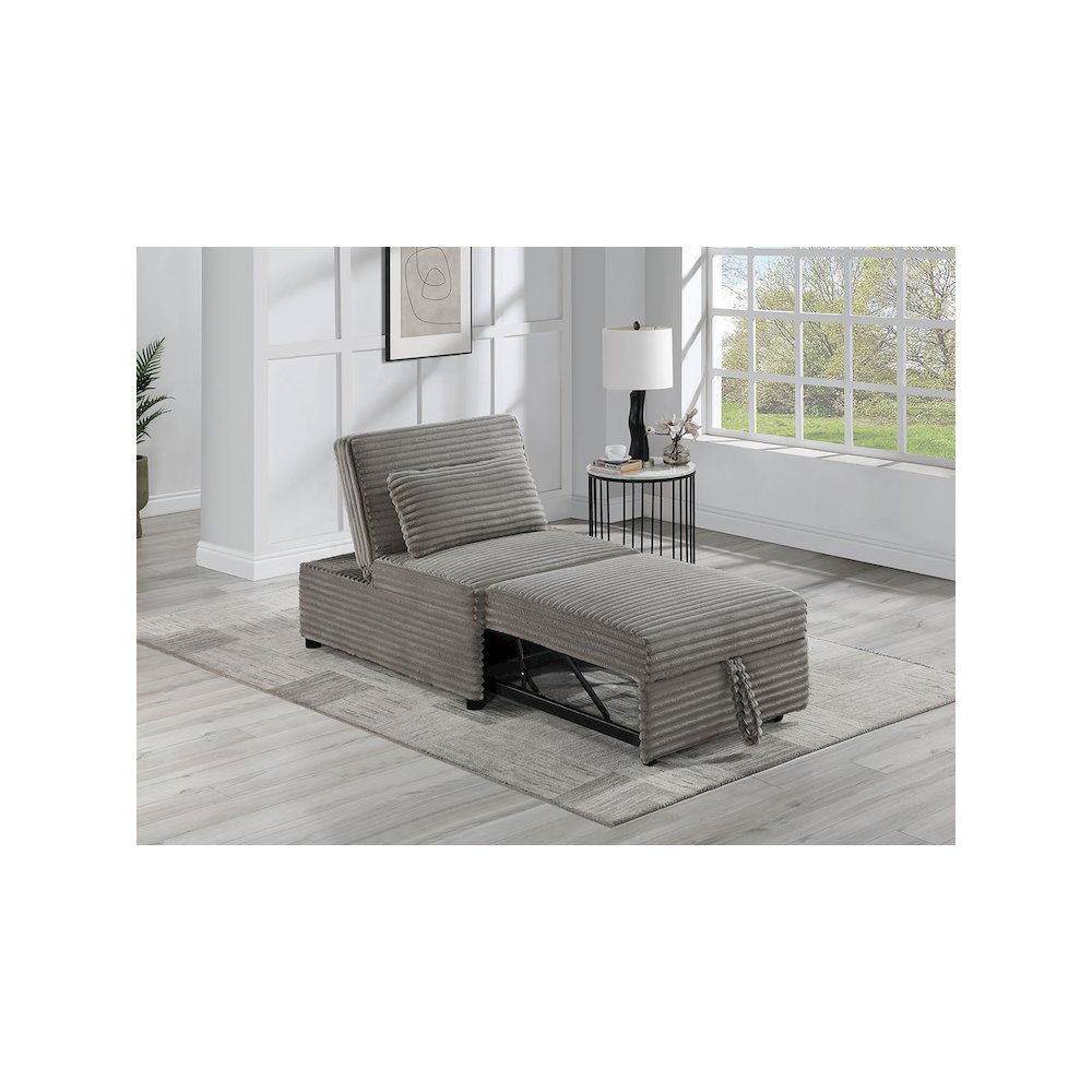 Upholstered Wide Welt Corduroy Convertible Chair in Smoke. Picture 4