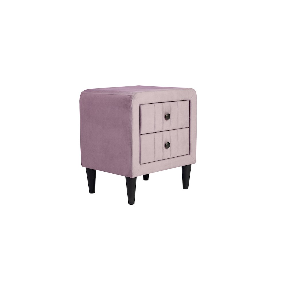 2-Drawer Velvet Upholstered Nightstand in Light Pink. Picture 3