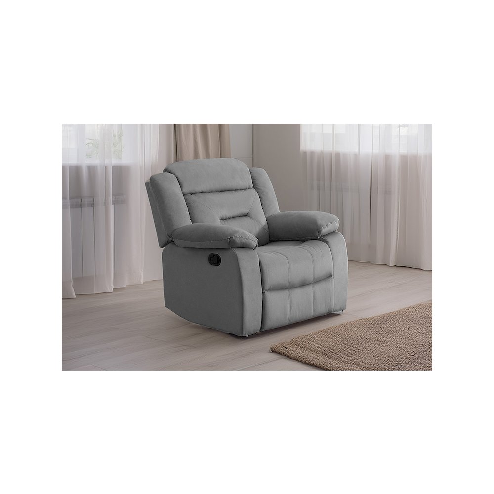 Dark Gray Velvet Manual Recliner. Picture 2