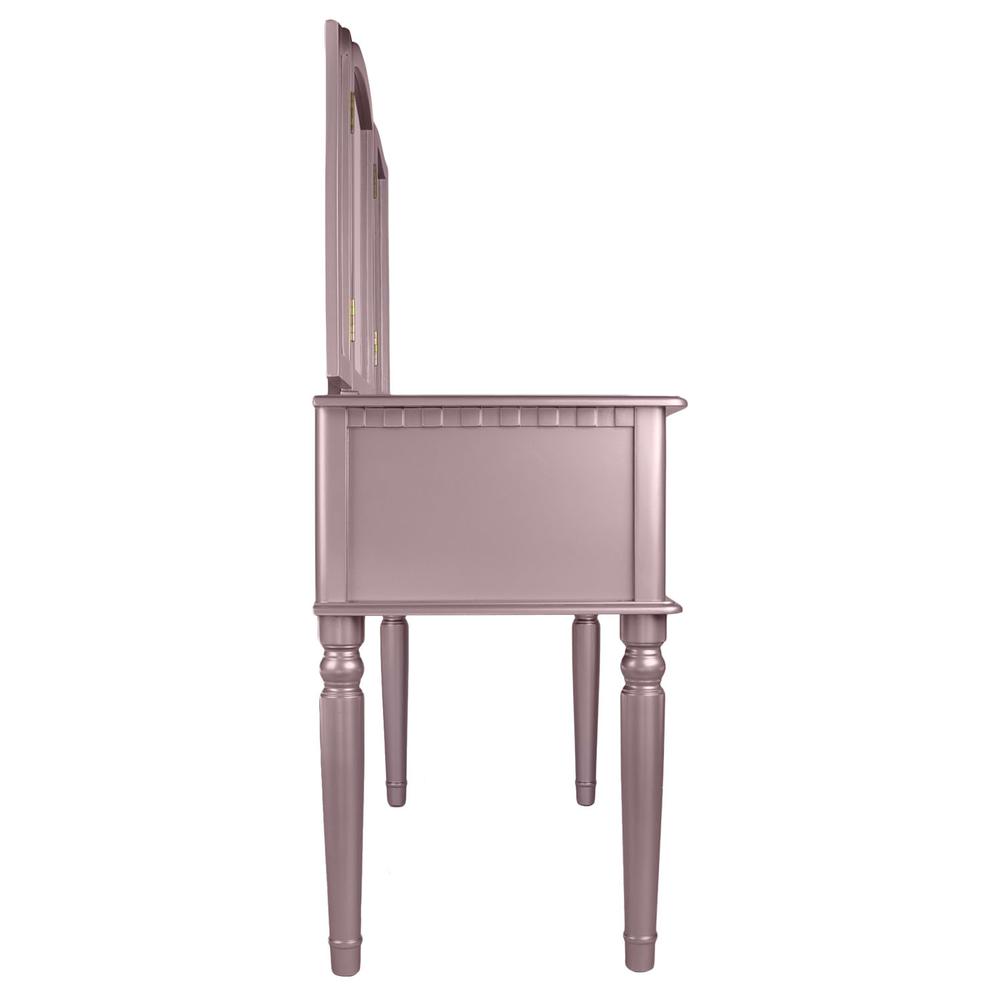 Wooden Makeup Vanity Set Desk, Mirror and Stool - Rose Gold. Picture 6