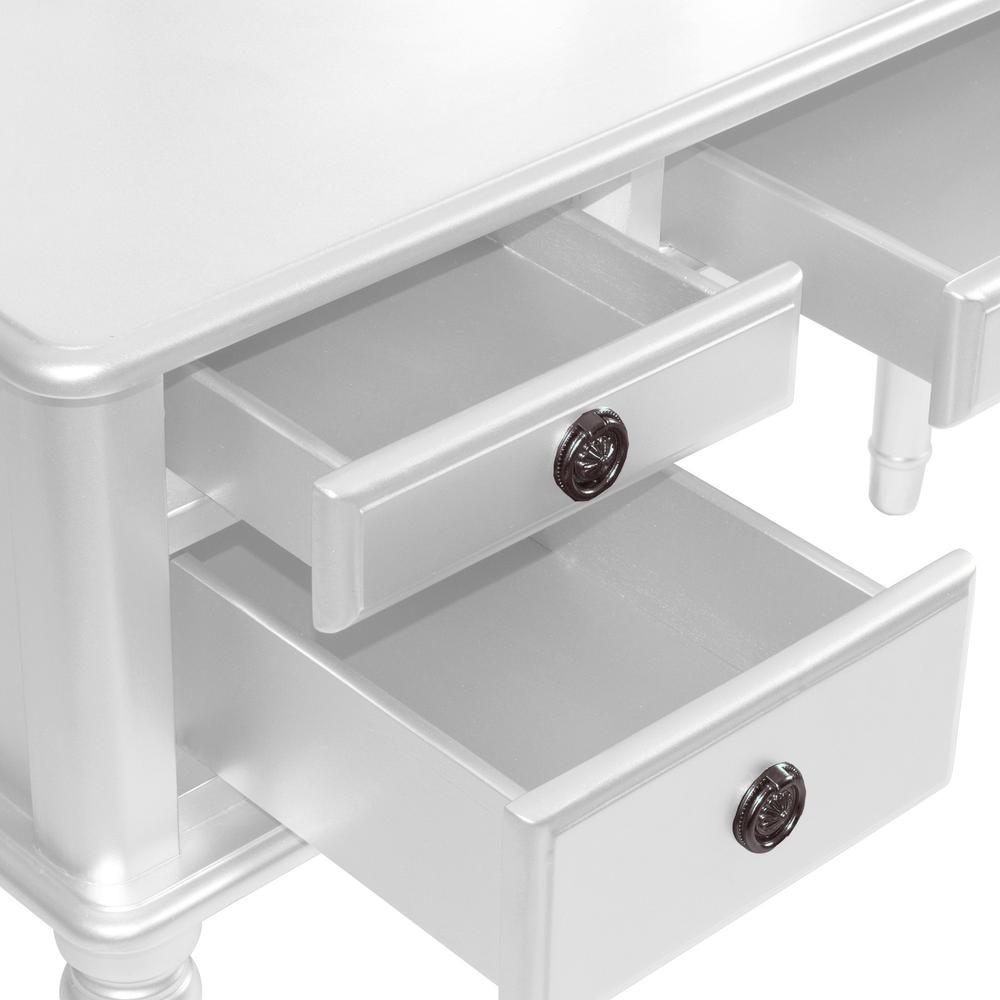 Wooden Makeup Vanity Set Desk, Mirror and Stool - White. Picture 2