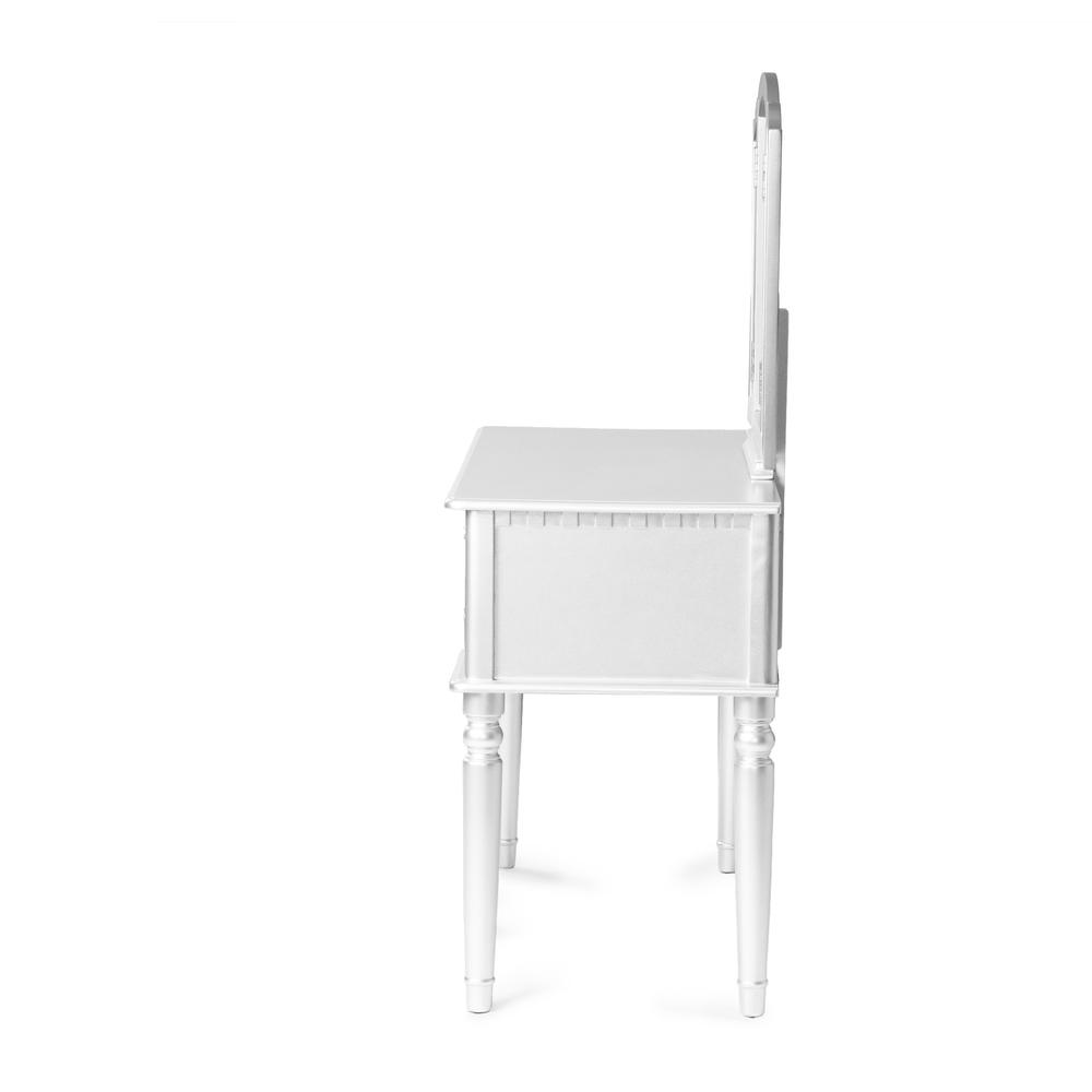 Wooden Makeup Vanity Set Desk, Mirror and Stool - White. Picture 5