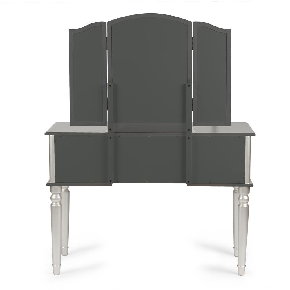 Poundex Wooden Makeup Vanity Set Desk, Mirror and Stool - Silver, 43" W x 19" D x 54" H, Package Weight 91. Picture 8