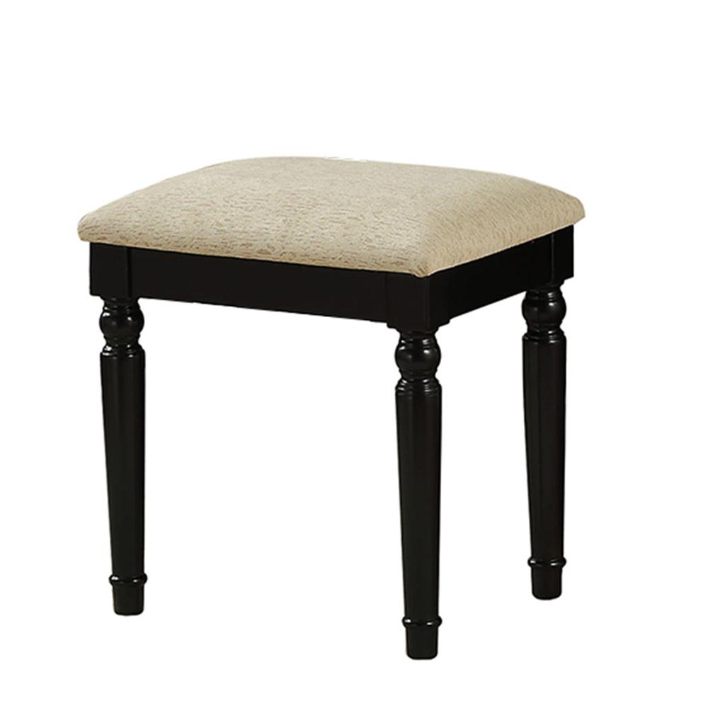 Wooden Makeup Vanity Set Desk, Mirror and Stool - Black. Picture 5