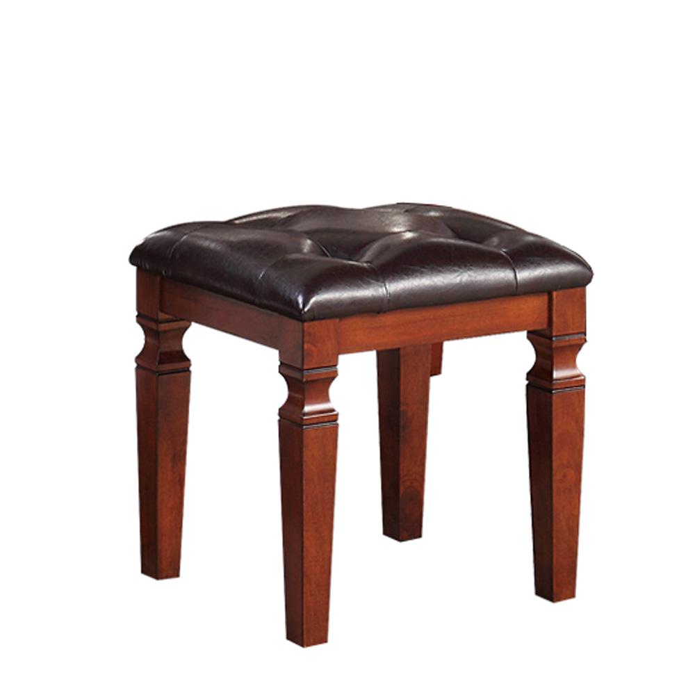 Poundex Wooden Makeup Vanity Set with Tri-fold Mirror and Stool - Cherry, 54" W x 19" D x 60" H, Package Weight 114. Picture 3
